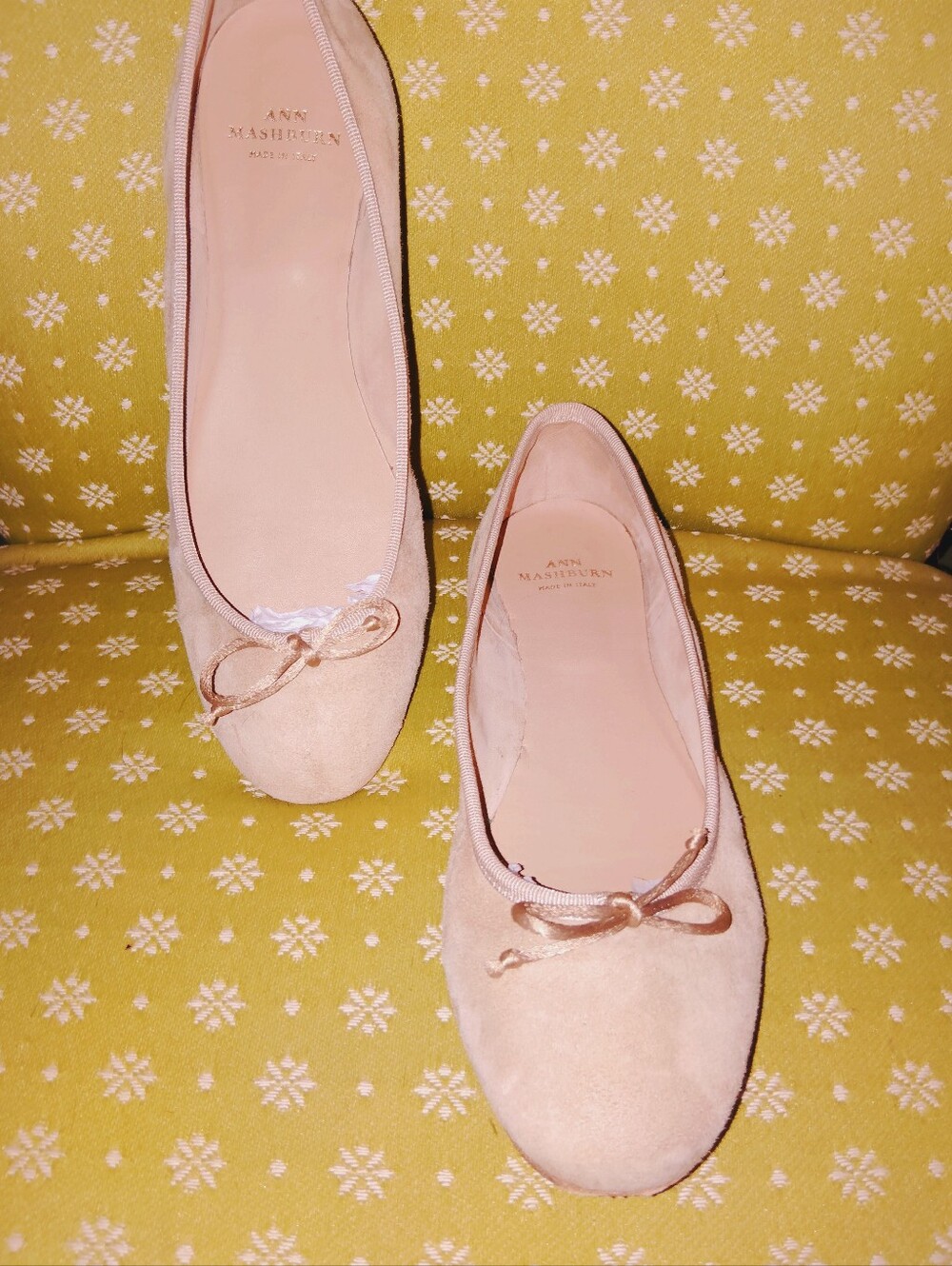 Ann Mashburn Beige Suede Ballet Flats 38